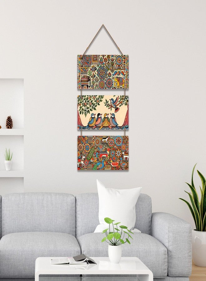 Artvibes Traditional Indian Folk Art Decorative Wooden Wall Hanging For Living Room | Bedroom | Gifts | Wall Hanger For Decoration | Modern Decor Artwork | Wall Sculpture | Signs & Plaques (WH_9449N) - Image 4